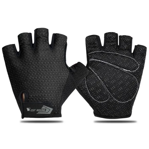 WEST BIKING Vår Höst Unisex Cykelhandskar Full Finger Touch Screen Bergsbestigning Sporthandskar Sommar Fingerless Mitts Black Half Finger M