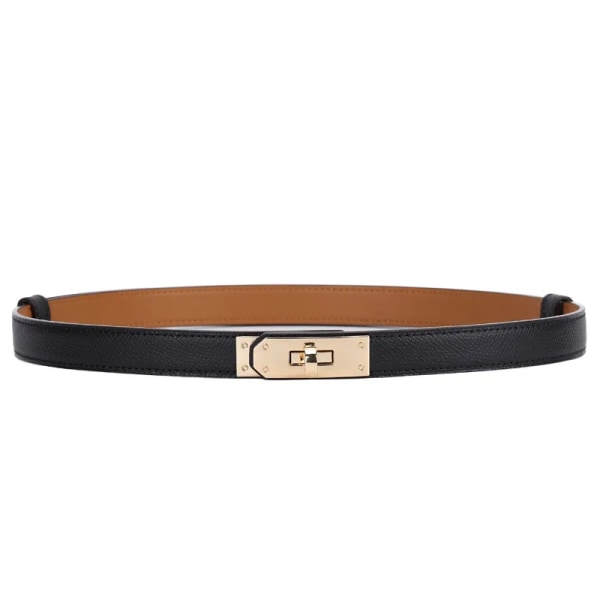 2022 Nytt lyxvarumärke högkvalitativt kvinnor i äkta läder 1,8 cm bredd Bälten Golden Lock Spänne Klänning Jeans Tröja Midjeband Bälte Camel 105CM