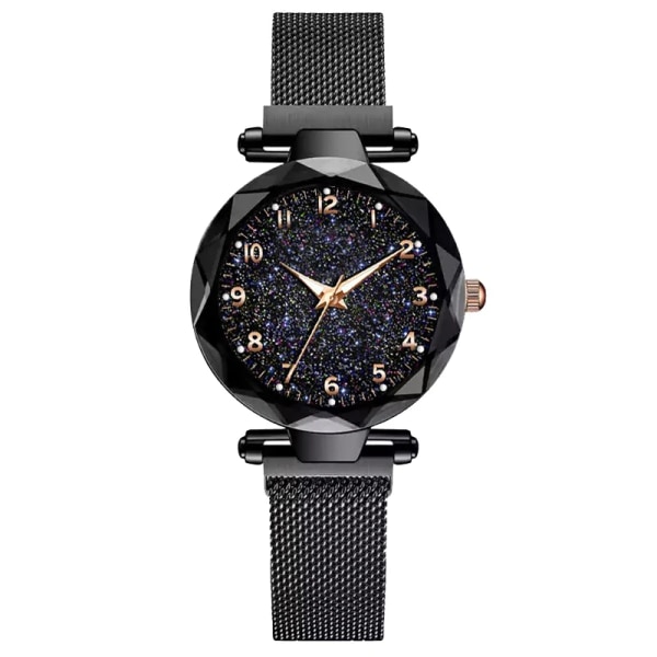 Lyxiga damklockor Magnetisk stjärnhimmel Kvinnlig klocka Quartz Armbandsur Mode Watch reloj mujer relogio feminino black