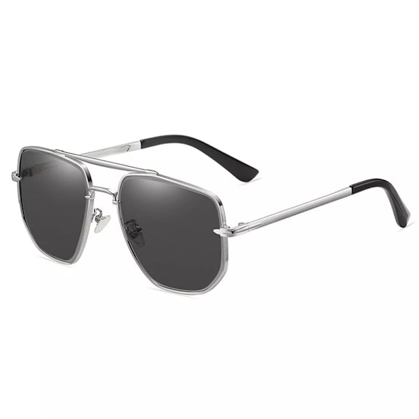 Polariserade solglasögon för män Mode Metall Anti-bländning Solglasögon Solglasögon UV400 Skydd Gradient Solglasögon Silver Black