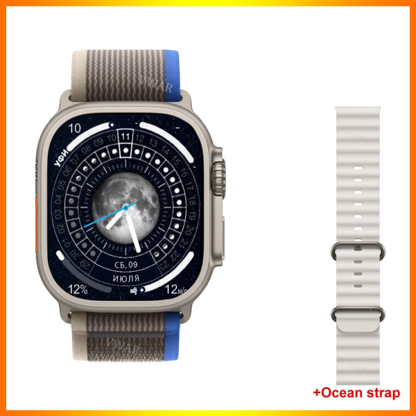 VWAR ZD8 Ultra MAX Plus Smart Watch Series 8 Kompass 49mm Titanium Alloy Bluetooth Call NFC ECG IP68 Vattentät Smartwatch Gold Trail Gray