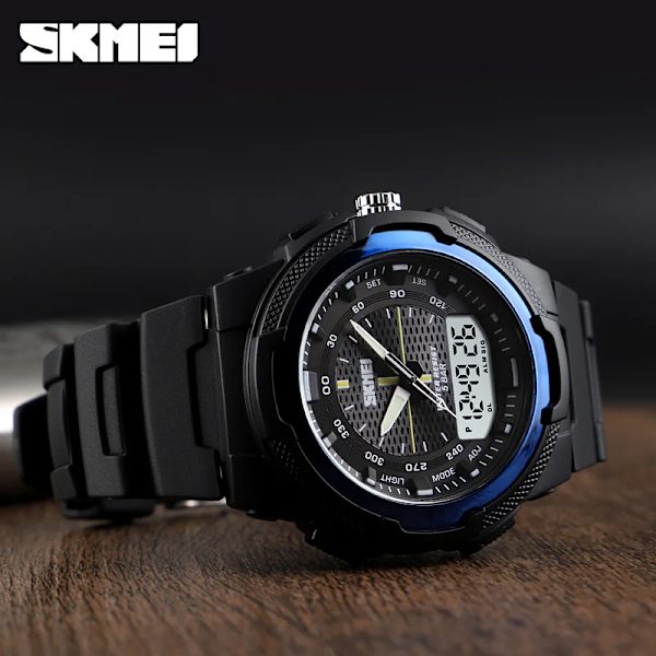 SKMEI Dual Display Quartz Watch Herr Utomhussportklockor Digitala Elektroniska Herrklockor Vattentät Top Märke Lyx Watch gold