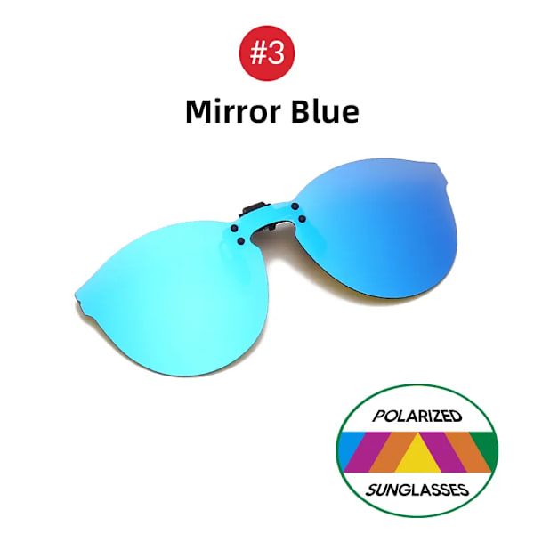 VIVIBEE fyrkantsspegel för män Flip-up Clip on Polarized Night Vision Körglasögon UV400 Dam Solglasögon Fiske Närsynt 3 Mirror Blue Without Plastic Case
