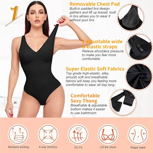 Helkroppsformare för kvinnor Shapewear Magekontroll Body Slimming Underkläder Waist trainer Body Shaper Ryggkontroll black M
