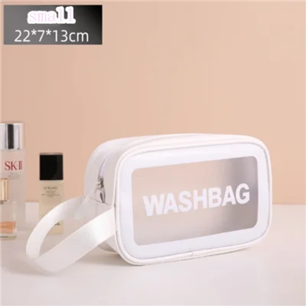 Kvinnor Bärbar Resetvättväska Kvinna Transparent Vattentät Makeup Förvaringspåse Stor kapacitet Kosmetisk Organizer Case Small white