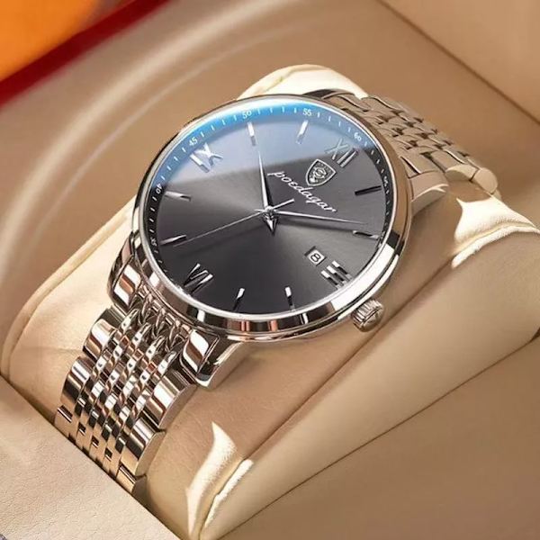 2023 Toppmärke Lyx Watch 30 m Vattentät datumklocka Sportklockor för män Herr Quartz Casual Armbandsur Watch Masculino Silver gray