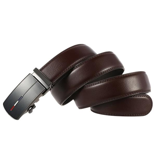 MUSENGE Cowskin Bälte Herr Toppkvalitet Läderbälten Rem Hane Metall Automatiskt Spänne Bälte för Herr Designer Lyx Cinturones Black 120cm