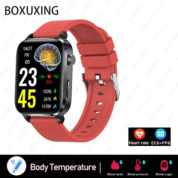 Ny Blodsocker Smart Watch Herr Sangao Laser Treat Hälsa Puls Blodtryck Sport Smartwatch Kvinnor Watch Red Silicon