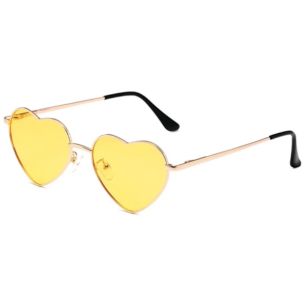 Mode damer i metall Hjärtformade solglasögon Gradient utomhusglasögon Damglasögon UV400 solglasögon metall kvinnor flickor solglasögon Gold Yellow Other