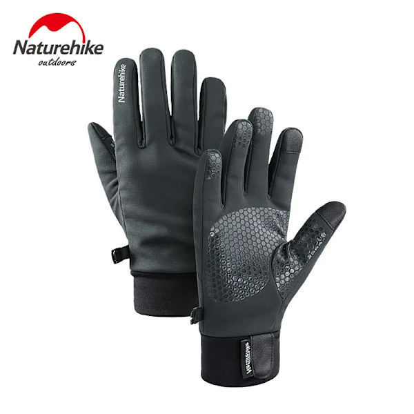 Naturehike NH19S005-T Varmisolerad Vinter Pekskärm Fleecehandskar Anti-halk vindtäta Cykelhandskar Camping Vandring Löpning Shadow Gray M