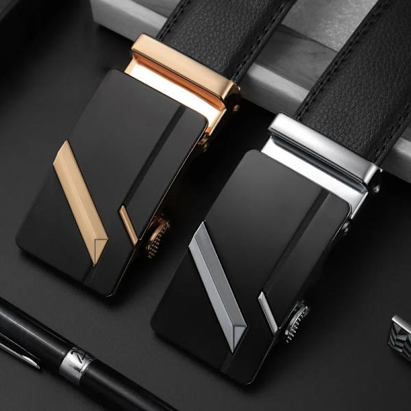 Kända märkesbälte män toppkvalitet äkta lyxdesign läderbälten rem hane metall automatiskt spänne Cinturones Para Hombre RS05-Gold 100cm 27to29 Incn