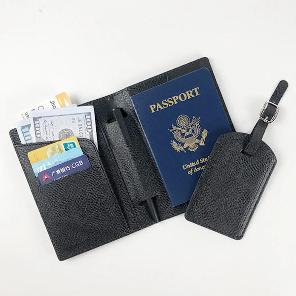 Nytt premium läder passhållarfodral Case resevattentät RFID-blockerande passhållare plånböcker med pennhållare Type2 Black