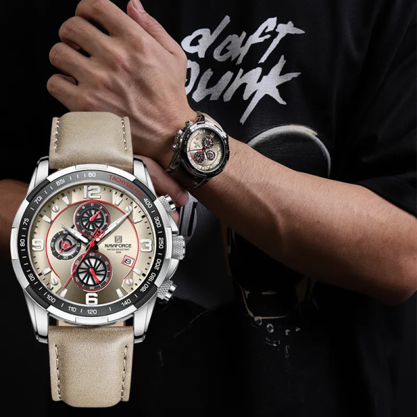 2022 Toppmärke Lyx NAVIFORCE 100% Original Watch För Herr Multifunktion Sport Vattentät Man Quartz Armbandsur Klocka SGNGN-BOX