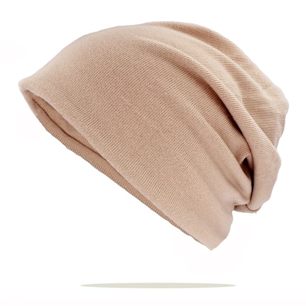 Två-i-ett-mössor Skullies Beanies Herrar Kvinnor Lös Sittande Mjuk Höst Vår Kemoterapi Varma Hattar Dam Tunn Flick Scarf Förlust Alopecia Feminino Ht227 Beige For 54-58 cm