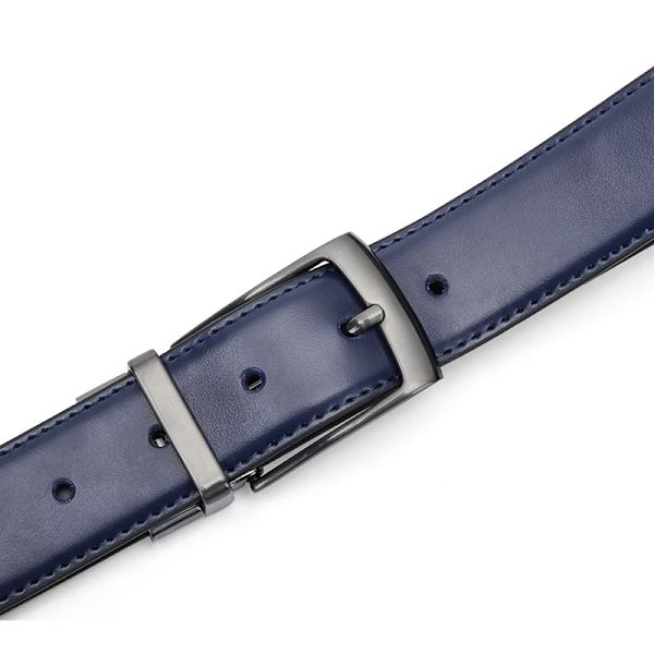 Lyxmode manligt vändbart läderbälte män Business byxbälte Äkta män läderbälten för jeans Blå Mörkbrun Svart 018BlueBlack 120cm 40to43 Inch