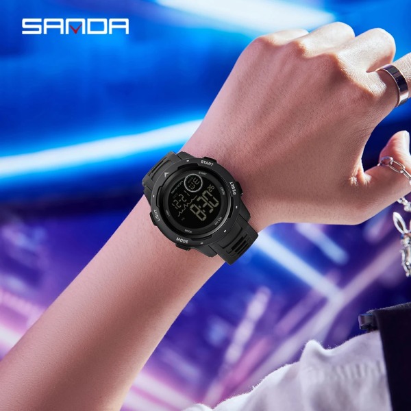 Mode Sanda Toppmärke Sport Män Klockor Countdown Vattentät Led Digital Watch Man Militär Armbandsur Relogio Masculino 2125 Blue