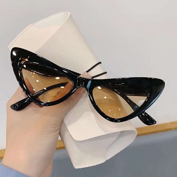 Mode Cat Eye Solglasögon för kvinnor Nytt trendigt Den senaste personligheten Ins Net Röda glasögon UV400 Outdoor Street Shop Leopard-tea as picture