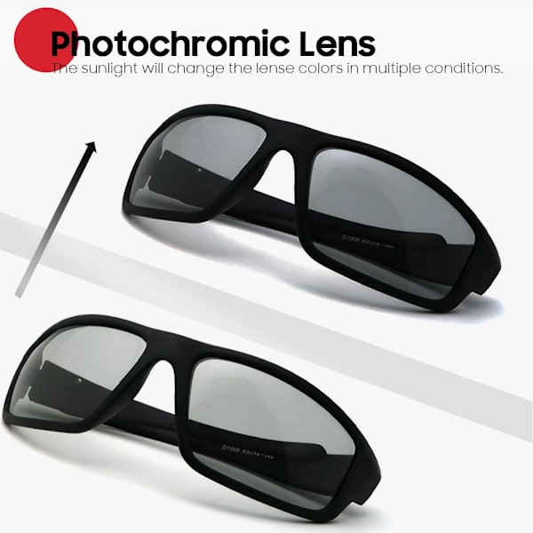 VIVIBEE Män Photochromic Solglasögon Svarta Sportglasögon Kvinnor Färgskiftande Polariserad körning 2022 Missfärgning Solglasögon 2 Black Red As Picture