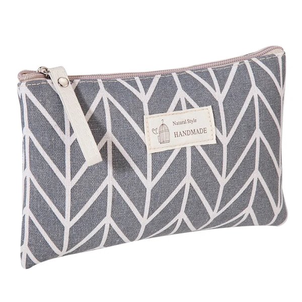 Kvinnor Liten Canvas Sminkväska Rese Kosmetisk Påse Toalettväska för Kvinnor Bärbar Sminkväska Tvättväska Påse Kit Organizer white