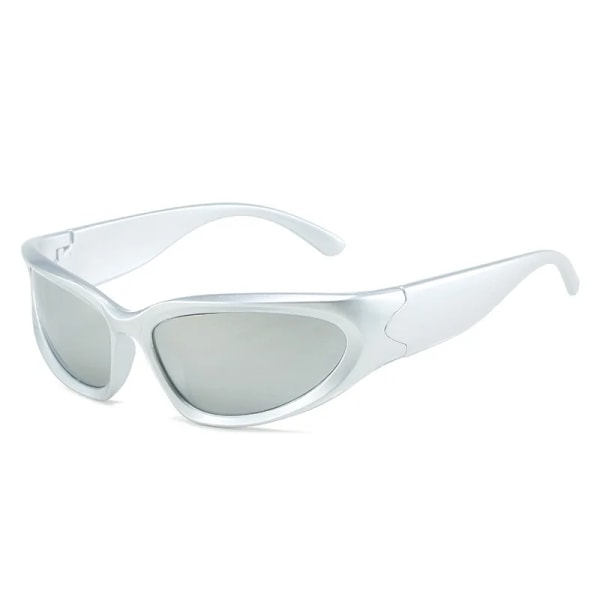 Punksolglasögon för män Kvinnor Märkesdesign Solglasögon Spegel Sport Lyx Unisex män Förarglasögon Vintage nyanser Oculos UV400 silver No Polarized