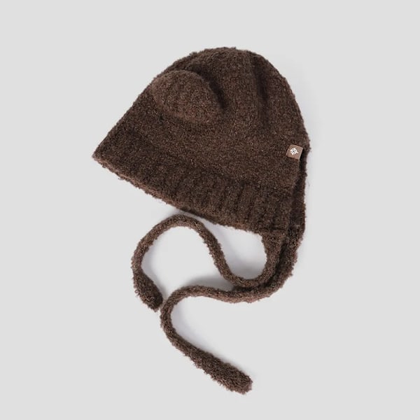 Söt Öronrem Laurie Beanies Hatt Kvinnor Vinter Varm Mjuk Klibbig Cirkelgarn Stickad Hatt Student Mångsidig Hatt black(.101) 55-59