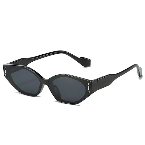 SO&EI Retro Small Cat Eye Polygon Solglasögon Dammode Dubbelfärgsglasögon Män Nitar Solglasögon Skärmar UV400 Black grey As the picture