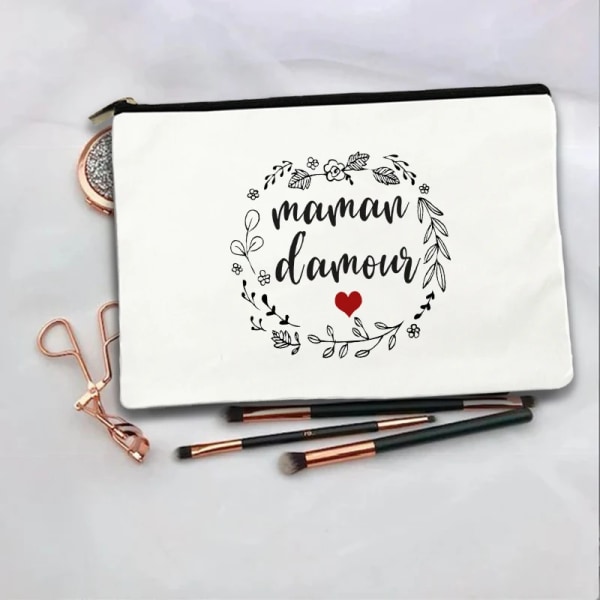 Bästa Mamma Franska Print Kvinnliga Tvätt Förvaringspåse Marraine Presenter Sminkväskor Kvinnor Case Resetoalettartiklar Organizer 3Man0013