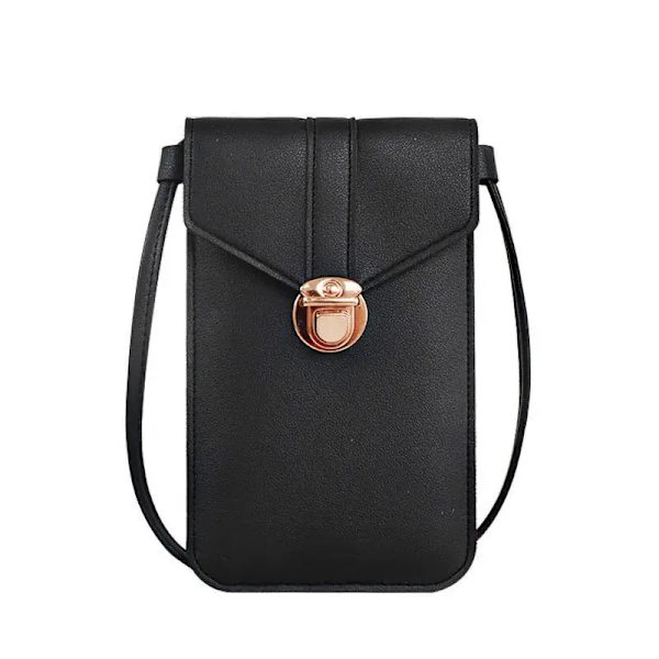 Student Mini Crossbody-väskor Dam Hjärtformad dekoration Transparent Touchscreen Retro Mobiltelefonväska Axelväska Designer BBL108-Black