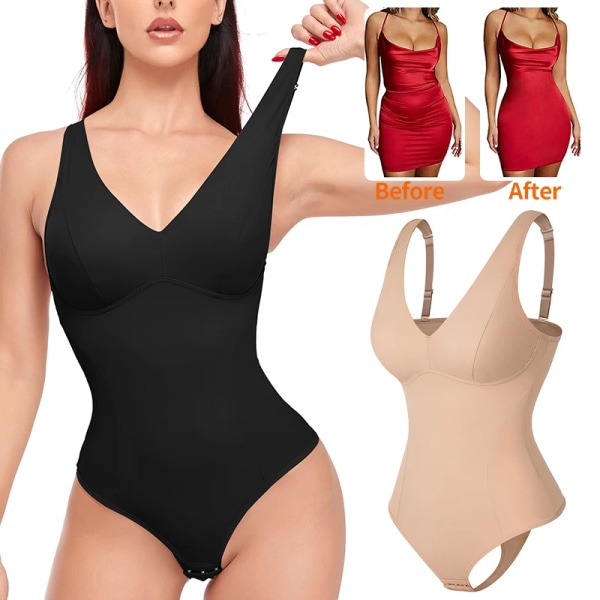 Helkroppsformare för kvinnor Shapewear Magekontroll Body Slimming Underkläder Waist trainer Body Shaper Ryggkontroll Nude L