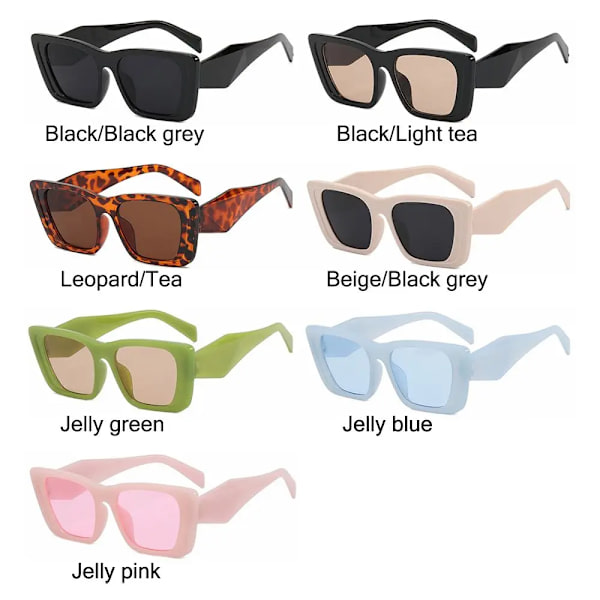 Mode Fyrkantiga Solglasögon Kvinna Vintage Cat Eye Design Solglasögon Kvinna Man Personlighet Cool Retro Svart Cateye Oculos Black Light tea
