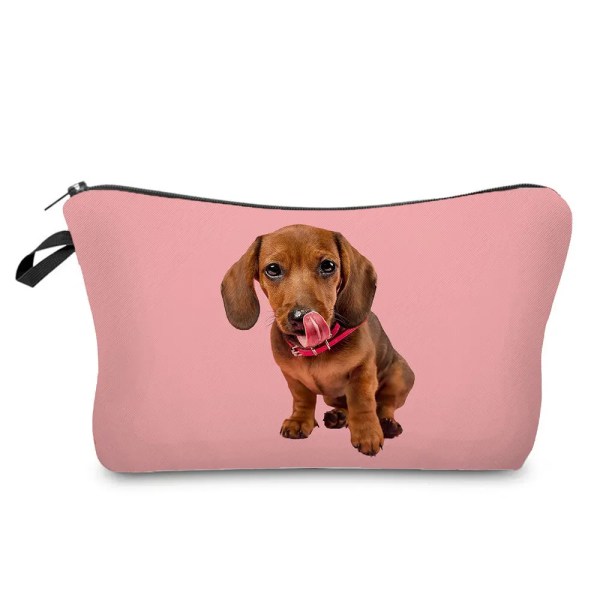 Söt printed kosmetisk väska för kvinnor Ren färg hundpennasväska för flickor Stor kapacitet resor Toalettväska Sminkväska hz7384 Makeup Bag
