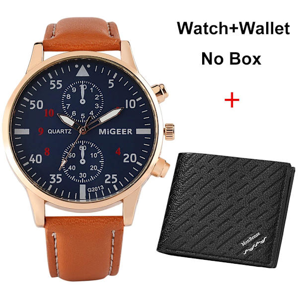Casual watch och plånbok Set Top Brand Luxury Business Quartz Armbandsur Herr Originalpresenter till pojkvän Regalos Para Hombre Watch-Wallet 07