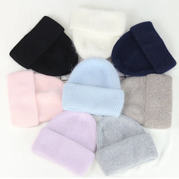 Visrover 9 Färger Unisex Solid Färgade Mössor Vinterhatt För Kvinna Stickad Bonnet Acryl Kvinna Höst Varma Skullies 4-lurex light blue