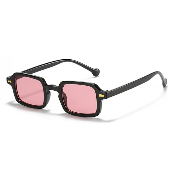 SO&EI Mode Fyrkantiga Solglasögon Dam Retro Nitar Dekoration Gradient Nyanser UV400 Män Leopardblå Solglasögon Black pink As the picture