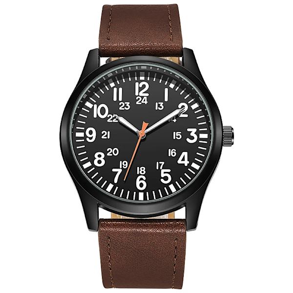 Air Force Field Watch tygrem 24 timmars display Japan Quartz Movement 42mm Urtavla black brown