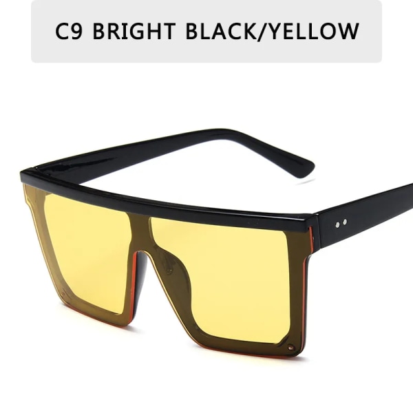 2023 Vintage Man Flat Top Solglasögon Märke Black Square Shades UV400 Gradient Solglasögon För Kvinnor Cool One Piece Designer C9 Other