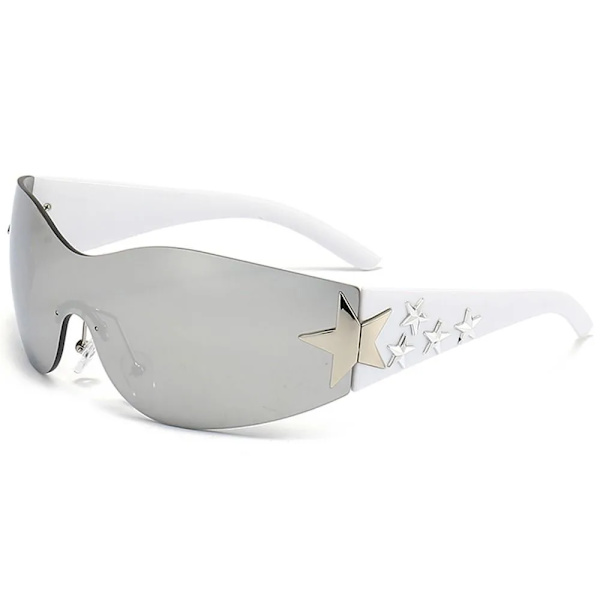 Punk One Piece Solglasögon Goggle Nya Y2k båglösa solglasögon 2000-talsglasögon Glasögon UV400 Kvinnlig designer femstjärniga glasögon A5