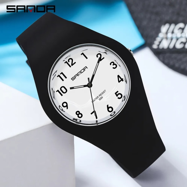 SANDA Lyx Damklockor Quartz Movement Armbandsur Vattentät Enkel Silikon Casual Analog Watch För Dam Reloj Mujer Pink