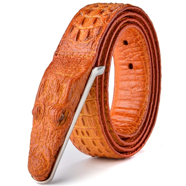 Plyesxale Brand Herrbälten Lyxigt Läder Designerbälte Herr Hög kvalitet Ceinture Homme Crocodile Cinturones Hombre 2022 B2 Coffee 125cm