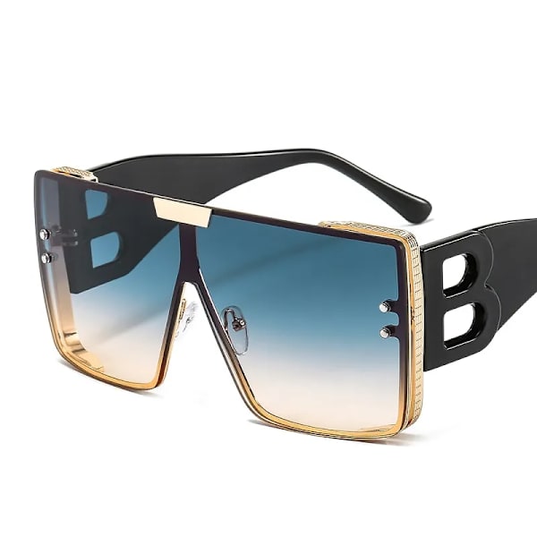 Mode Stor Båg B Bokstäver Solglasögon Kvinnor 2023 Lyxmärke Retro Fyrkantig Metall Solglasögon Män Mode Gradient Shades Dam C1 Other