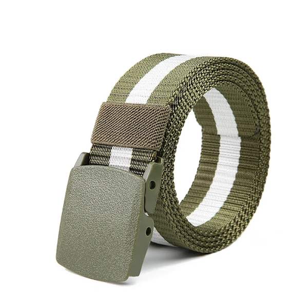 Automatiskt spänne för män Nylon utomhus canvasbälte Högkvalitativt herrbälte Green White Green 110 CM