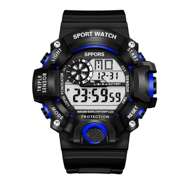 YIKAZE LED Digital watch för män Herr Sportklockor Fitness Elektronisk watch Multifunktion Militär sportklockor Klocka Barn Presenter 618-black-blue