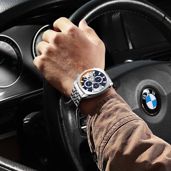 REWARD Herrklockor Toppmärke Lyx Rostfritt stål Kronograf Watch För Herr Mode Datum Vattentät Klocka Reloj Hombre Black