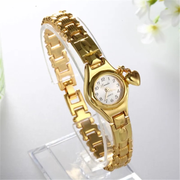Watch Mujer Golden Relojes Liten urtavla Quartz Fritid Populär Armbandsur Hour Kvinnlig Dam Elegant Relogio Clock Type 477