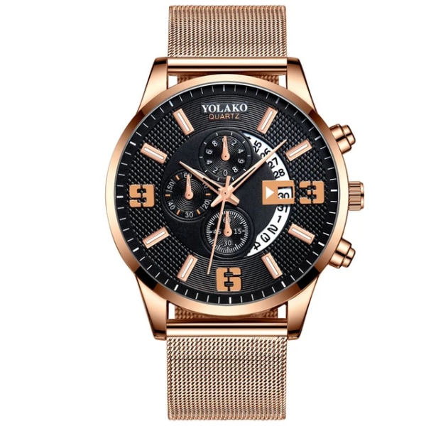 Mode Herrklockor Watch rostfritt stål Mesh Bälte Kvartsklocka Herr Business Casual Läderarmband Watch relogio masculino As Shown 10