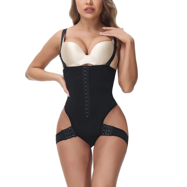 Kvinna Body Binder Shaper Body Bantning Slida Platt Mage Magkontroll Push Up Butt Enhancer Lifter Rumpa Höft Plus Size Black S