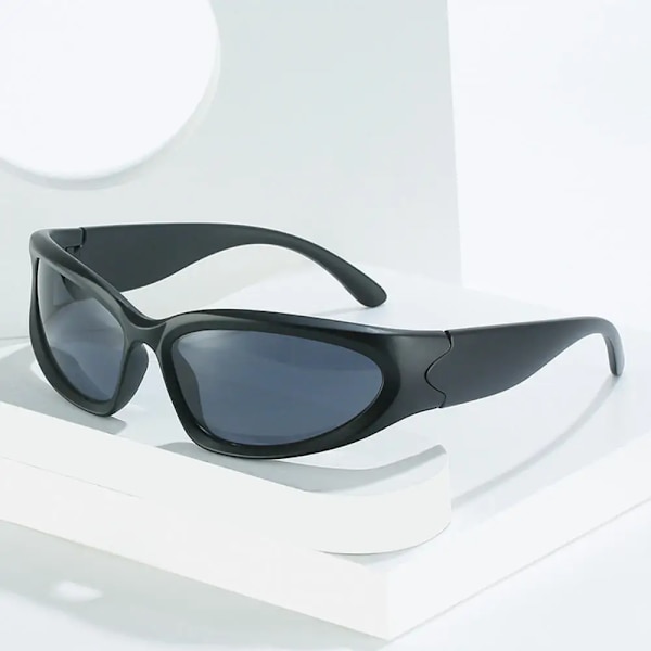 Modeglasögon Damsolglasögon Punksolglasögon Sportsolglasögon Kvinnor Män Solglasögon Skärmar Glasögon Glasögon UV400 A1 Black