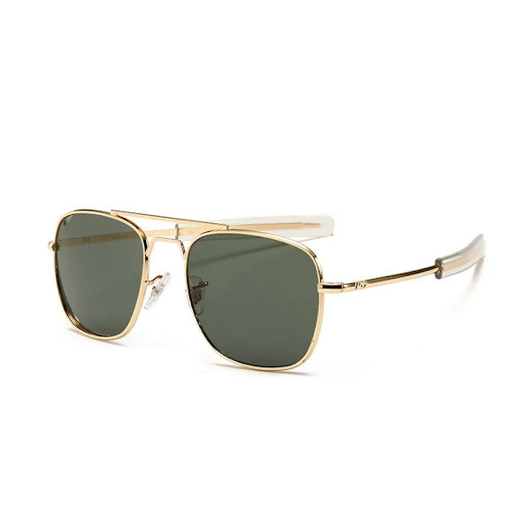 Aviation rektangel ao logotyp solglasögon kvinnor män 2022 uv400 lyxmärke designer glaslins oculos de sol masculino uv protectio gold-gray Glass lenses