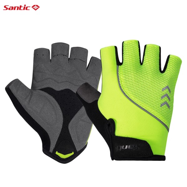 Santic Cykelhandskar Andas Mesh Halvfinger MTB Cykelhandskar Stötsäkra pads Cykel Sport Vantar Antifriktion Unisex K3P136Y L