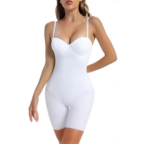 Bygelbody Dammodebyxor Naken Skinny Jumpsuit Black Bodys Sexig Playsuit Shapewear Bodycon Body Shaper White M